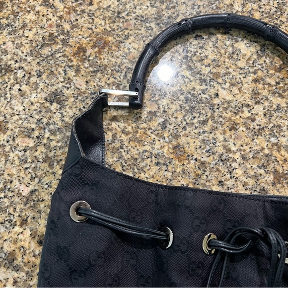 Vintage Gucci | Bamboo GG Black Monogram Shoulder Bag - Picture 11 of 16
